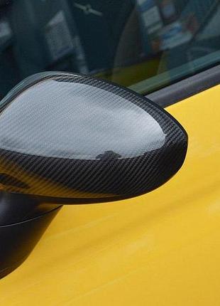 Накладки на зеркала 2007-2015 (2 шт., натуральный карбон) для fiat 500/500l