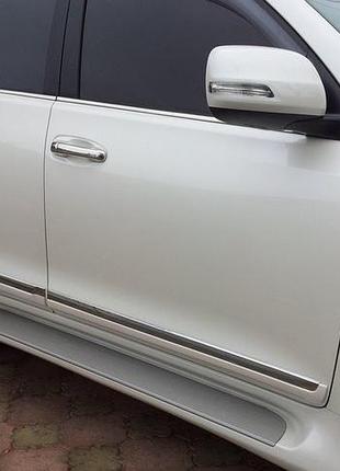 Молдинги дверей (дизайн 2013-2017) белый для toyota land cruiser prado 150