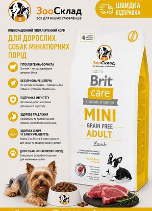 Беззерновой корм brit care mini gf adult lamb для собак миниатюрных пород с ягненком 7 кг
