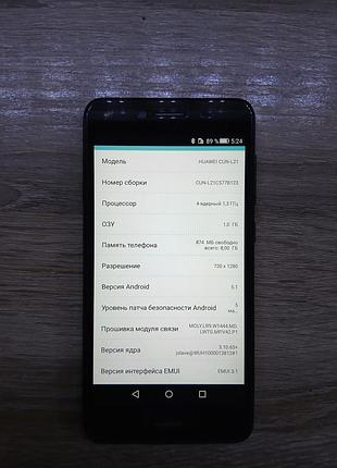 Б/у смартфон huawei cun-l21 (y5 ii compact), 5", 2 sim, android, робочий стан