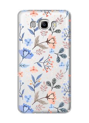 Прозрачный чехол на samsung galaxy j7(2016) j710 :: цветочный фон (принт 371)