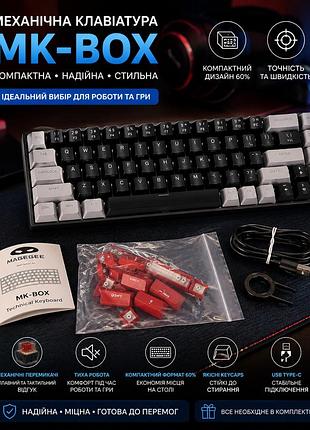 Механическая клавиатура magegee mk-box 60% проводная gaming клавиатура usb type-c для пк ноутбука и геймеров