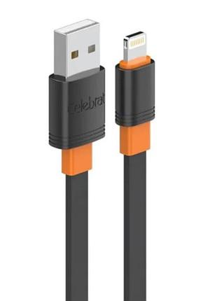 Кабель lightning celebrat cb-33, usb–lightning, 1 м, 3a, чорний з оранжевим, для зарядки iphone