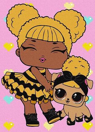 Картина по номерам "l. o. l. surprise! troopsurprise queen bee with queen pup" 40х40 см