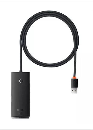 Usb-hub адаптер baseus lite series series 4-in-1 (usb-a to usb 3.0*4) (0.25m) wkqx030001 black