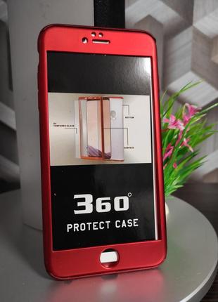Пластиковый чехол и стекло для iphone 6 plus красный