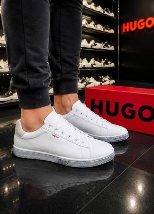 Мужские кеды hugo белые летние стильные кожаные легкие стильные кеды мужские летние бежевый кожунане ломкое стильное hugo