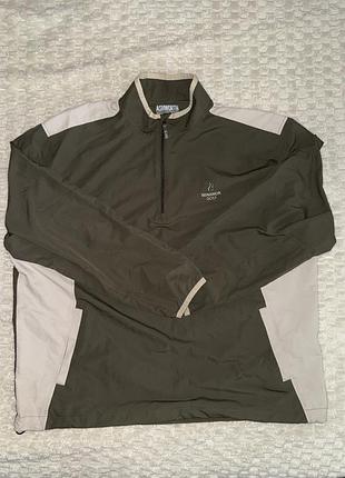Ashworth x benamor golf windbreaker стильна вінтажна вітровка / анорак у кольорі хакі з білими вставками. легка, зручна та ідеальна на весну-осінь 🍃