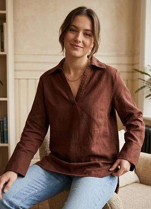 Льняная рубашка, блуза m&amp;s, р. l-xl