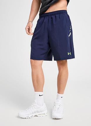 Чоловічі сині спортивні шорти з карманами  under armour tech utility shorts шорти на резинці  2хл