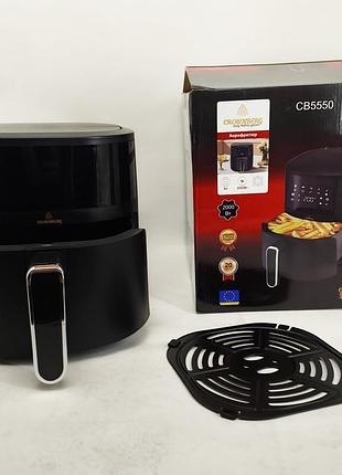 Аерофритюрниця без масла crownberg cb-5550 2000вт мультипіч з антипригарною чашею 5л і сенсорна