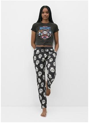 Трикотажні піжамні штани з принтом “sugar skull” (primark style) розмір хс