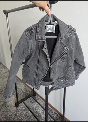 Куртка косуха утеплена zara 4-5 сіра варенка