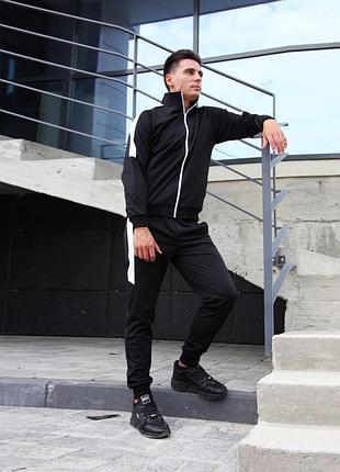 Спортивний костюм чорний чоловічий на замку tracksuits black, розмір xl та xxl