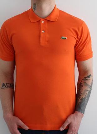 Яскраве,соковите чоловіче  поло lacoste помаранчевого кольору