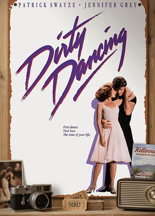 Металлическая винтажная табличка "грязные танцы" (dirty dancing) 14х20 см