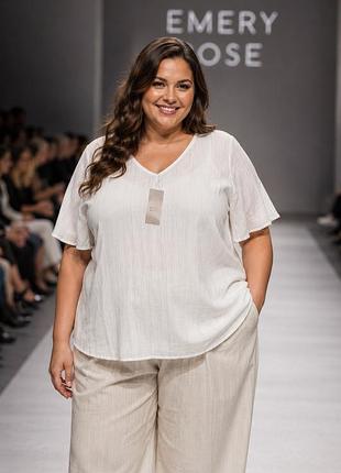 Блуза жіноча emery rose біла, розмір 5xl, поліестер/віскоза/еластан нова