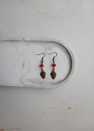 Сережки полунички бронзові