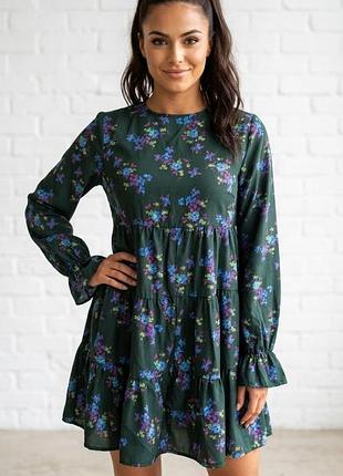 🌸 платье-комбинезон asos design | неоновый принт оборки | размер м