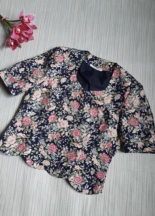Вінтажний жіночий жакет laura ashley з коротким рукавом та класичним квітковим принтом у стилі 1980-х