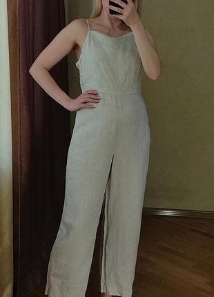Льняний комбінезон h&m льон