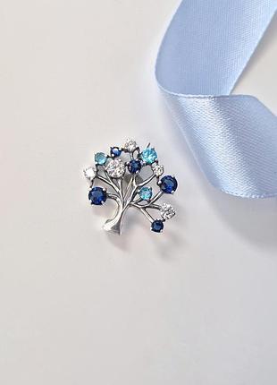 Срібна брошка едіта дерево з каменями срібло 925 проби чорнене 50154б 3.86г