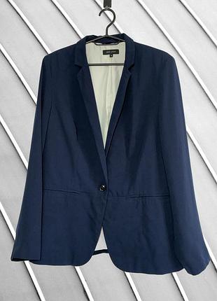 Жіночий піджак new look розмір 14 l xl оригінал темно-синій блейзер на один ґудзик класичний піджак темно-синього кольору жакет нью лук стан ідеал xl