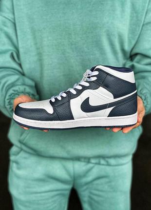 Nike air jordan 1 retro dark blue white, чоловічі кросівки найк весна-осінь 6