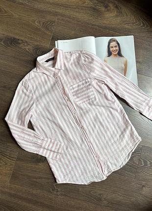 Сорочка жіноча m&s collection, біло-рожева в полоску, розмір 10, котонова