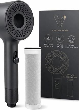 Душевая лейка v shower pro для жесткой воды, высокое давление, премиум лейка для душа с очисткой и смягчением воды, черный