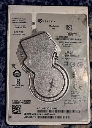 Неробочий hdd 2.5 1 тБ seagate mobile hdd 5400 жорсткий диск st1000lm035-1rk172 сигейт