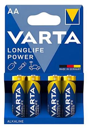 Батарейки lr-6 longlife power alkaline 4 шт. на блистере varta