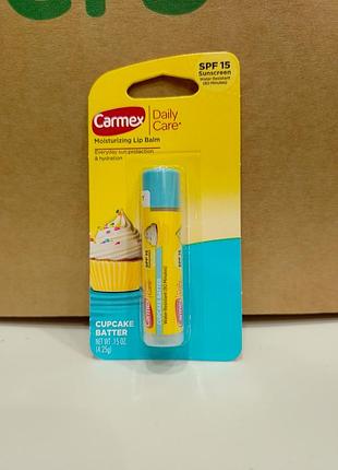 Carmex, day care, увлажняющий бальзам для губ, spf 15, тесто для кексов, 4,25 г