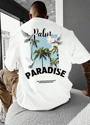 Стильная принтованная футболка оверсайз palm paradise