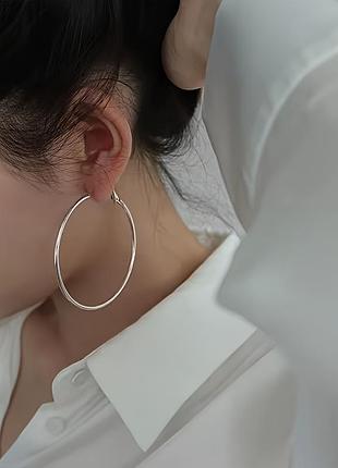 Серебристые серьги-кольца 3,99 см базовые круглые конго