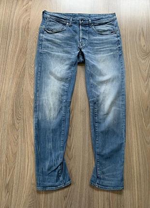 Мужские светло голубые джинсы g-star raw crotch 3d tapered