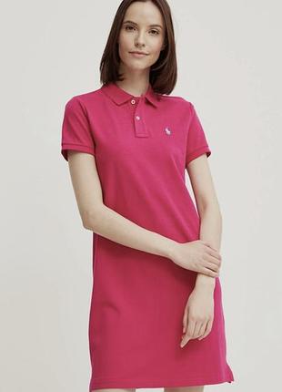 Базовое коттоновое платье футболка от известного бренда polo ralph lauren в нежном розовом колее (мразмер)