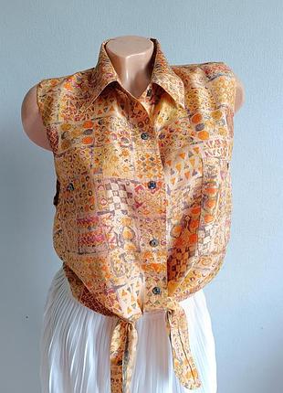 Укрочена блуза 100% silk, вінтаж.