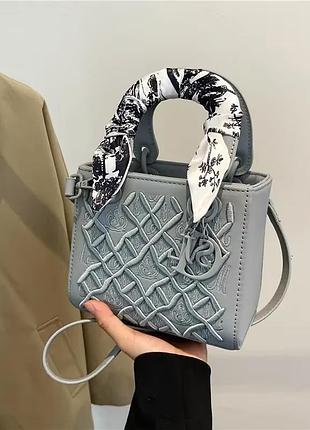 Жіноча сумка dior lady, сумка діор, сумка chrstian dior lady, крос-боді, брендова сумка-сірій