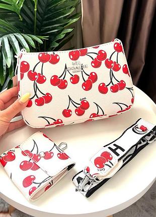 Сумка coach nolita 19 color вишни, сумка коач, брендовая сумка, сумка на плечо, сумка через плечо молочный