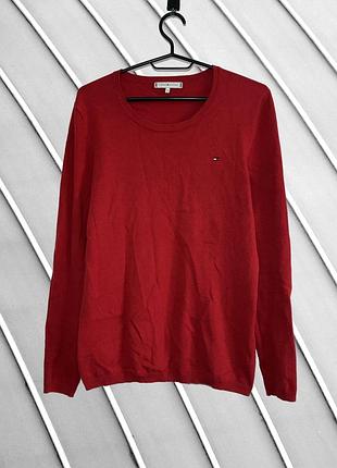 Женский джемпер tommy hilfiger размер m l оригинал красная кофта томми хилфигер хлопковый пуловер красный свитер с логотипом стан идеал как новый m l
