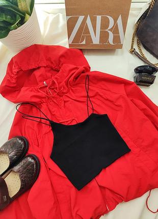Оригінальний вкорочений бавовняний чорний 🖤 топ zara original.