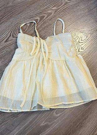 Летний желтый babydoll топ