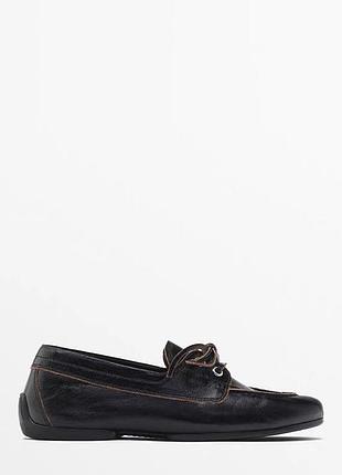 Мокасины лоферы  кожаные женские massimo dutti