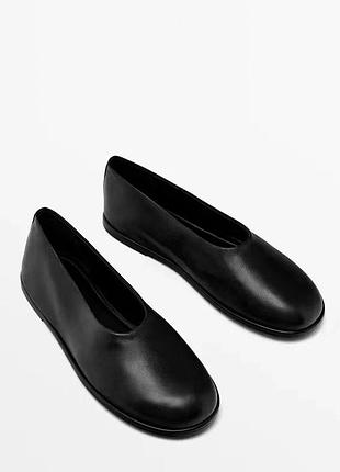 Балетки женские кожаные черные massimo dutti