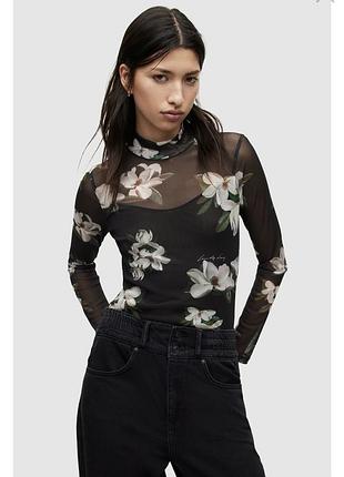 Боди allsaints elia alessandra floral-print recycled polyester-blend body