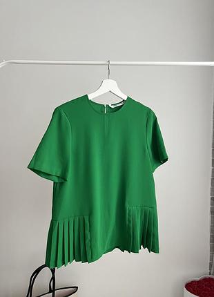 Зелена шифонова блуза zara