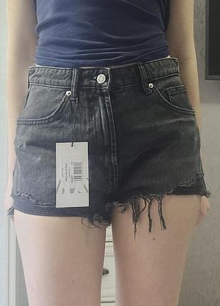 Джинсовi шорти zara high-rise curved shorts