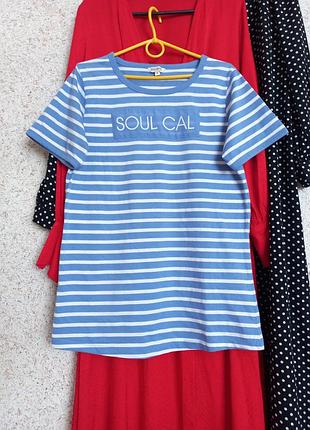 Белая футболка в синюю полоску soul cal