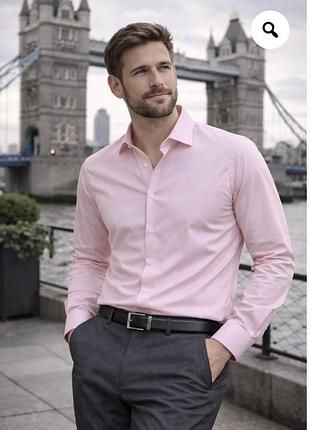 Janeo british apparel нова ділова чоловіча сорочка рожева розмір 2xl -3xl